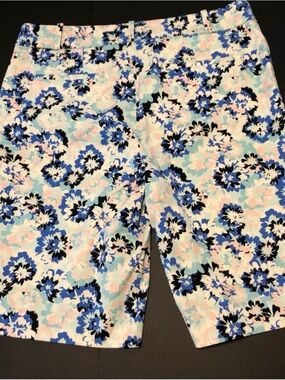 Talbots Floral Bermuda Shorts in Blue, Black, Pink, and White
